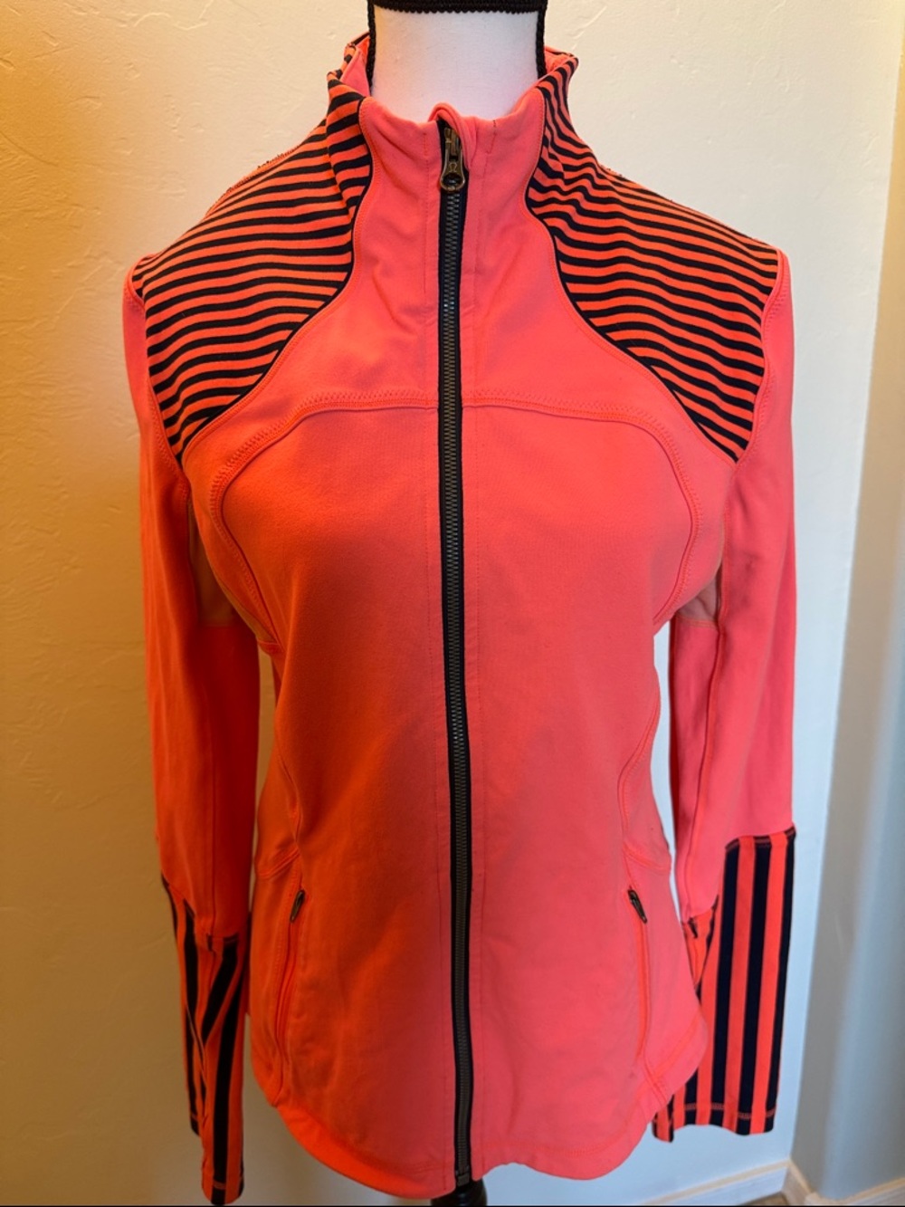 Women's Coral Pink Lululemon Striped Zip-Front Jacket